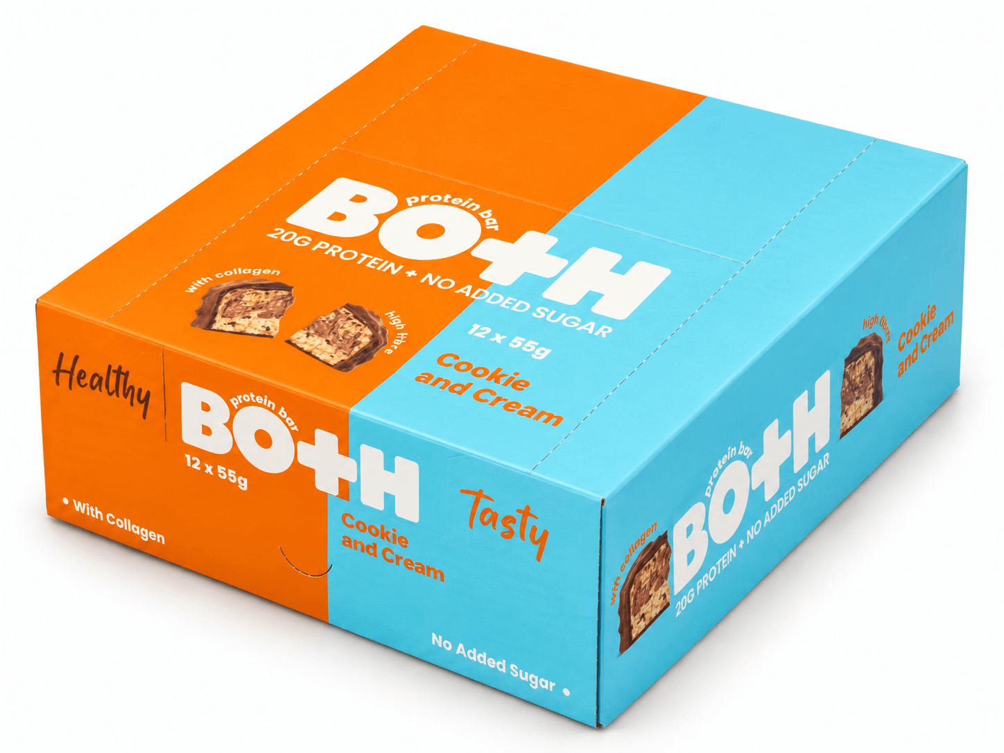 BO+H Cookie and Cream protein bar box