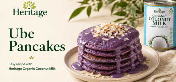 ube pancakes with coconut milk