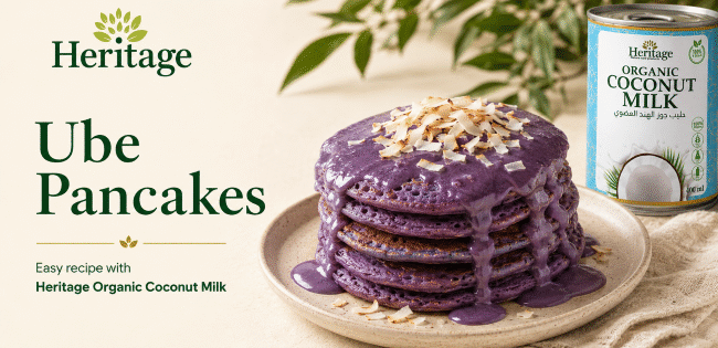 ube pancakes with coconut milk