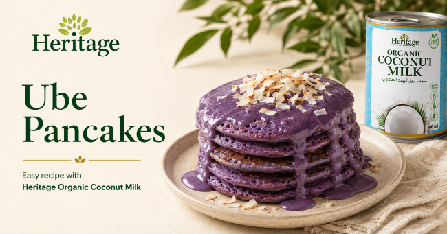 ube pancakes with coconut milk